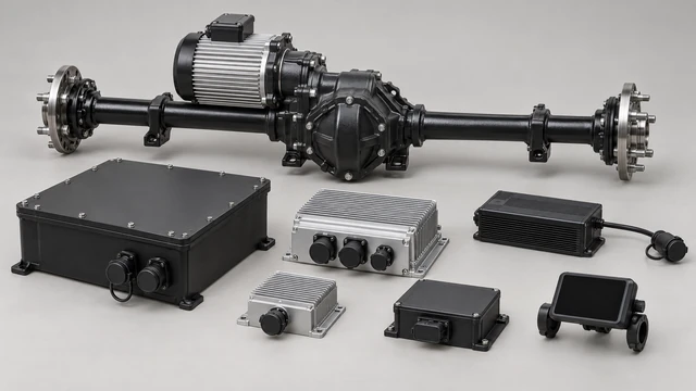 Cargo-trike electric live axle, compact battery enclosure, controller, charger and small driver display
