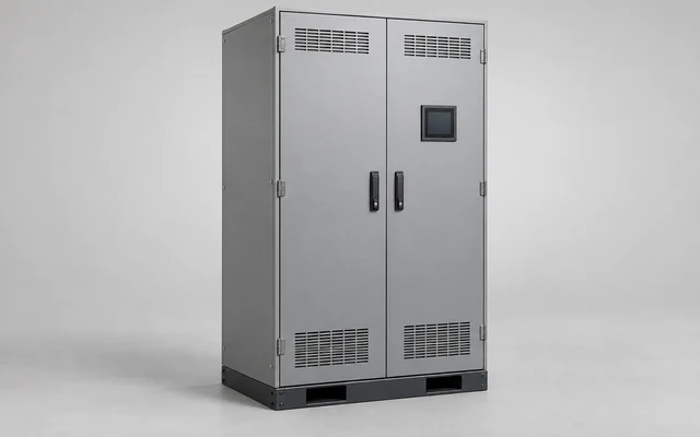 Industrial energy-storage cabinet with closed service doors