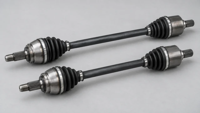 Two CV half-shafts with splined interfaces and joint boots