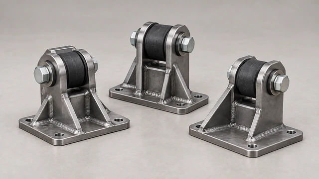 Engineered drivetrain brackets and mounting bushes arranged as separate components
