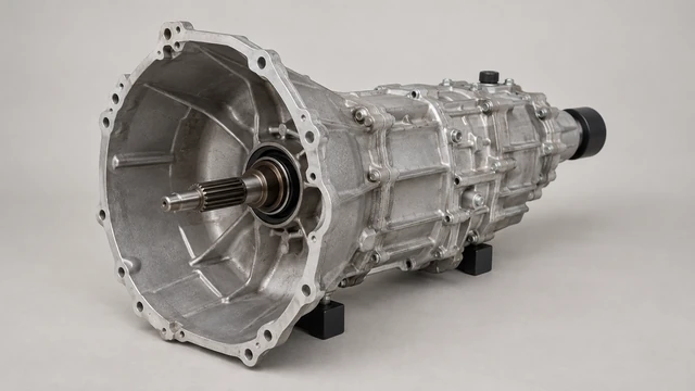 Manual transmission with visible bellhousing, input shaft and output interface