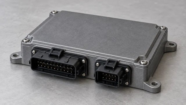 Enclosed vehicle controller concept with keyed low-voltage connectors and mounting ears